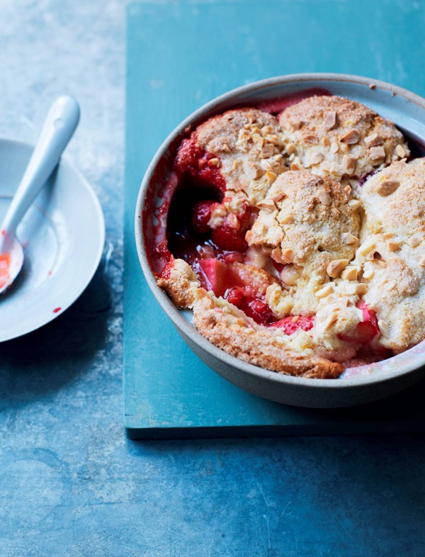 Strawberry and rhubarb cobbler