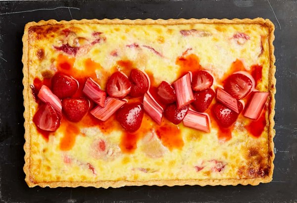 Strawberry and rhubarb custard slice