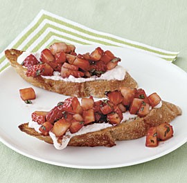 Strawberry and ricotta bruschetta