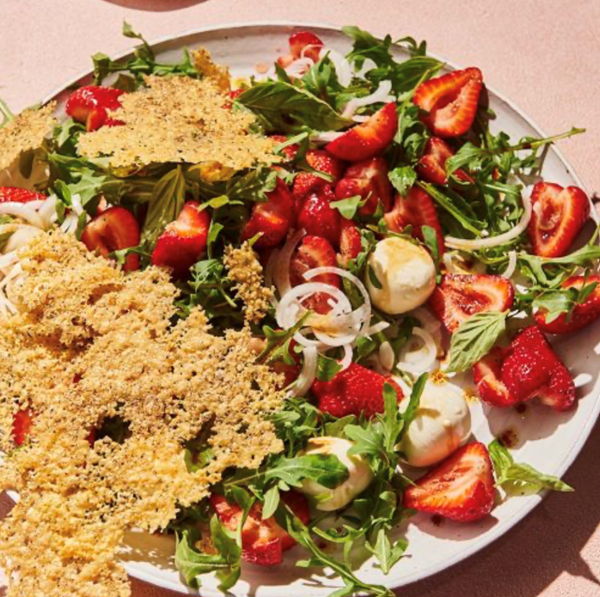 Strawberry and rocket salad with peppery Parmesan