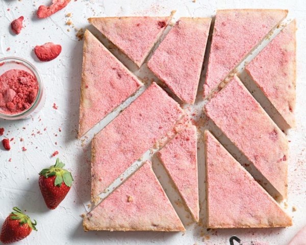 Strawberry and rosemary shortbread