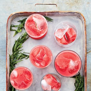 Strawberry and watermelon punch with lime and tarragon