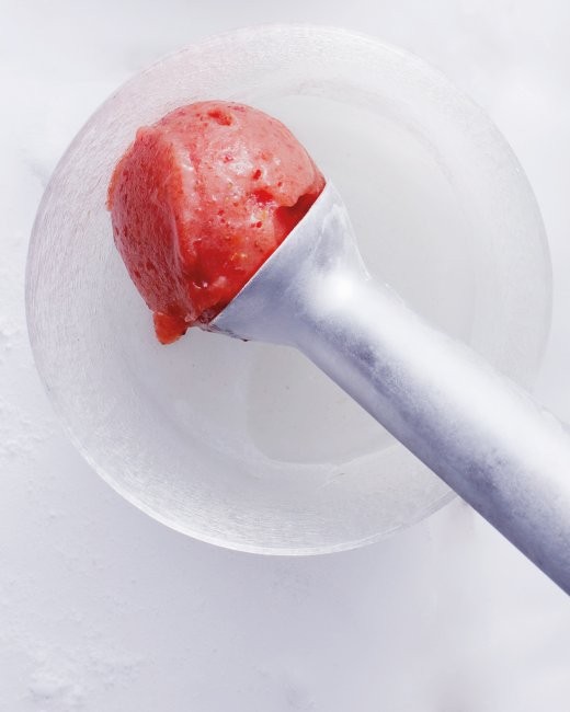 Strawberry Aperol sorbet