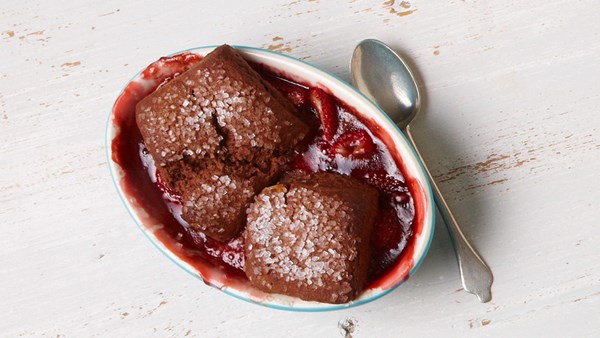 Strawberry balsamic cobbler