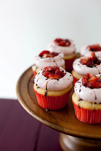 Strawberry balsamic cupcakes