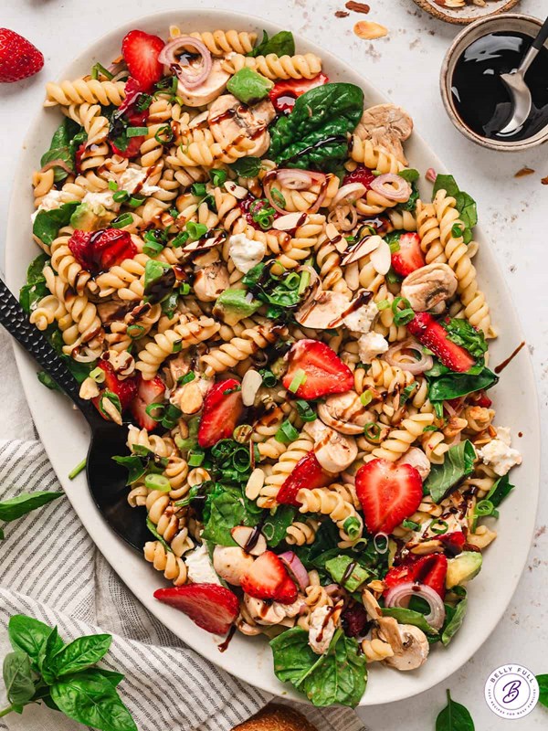 Strawberry balsamic pasta salad