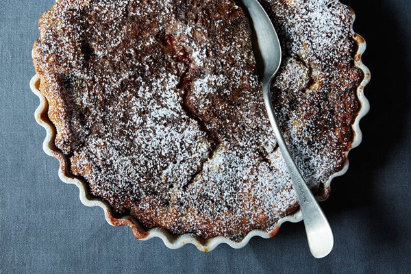 Strawberry balsamic spoon cake with poppy seeds