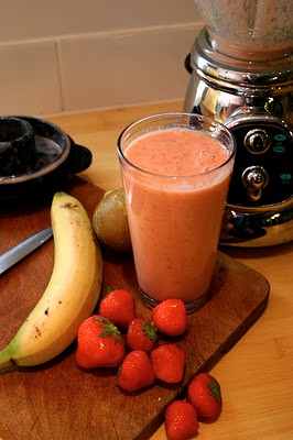 Strawberry, banana and pear smoothie