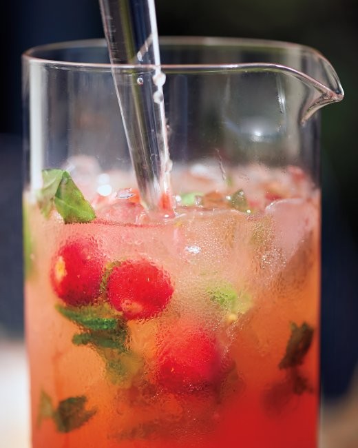 Strawberry, basil, and honey punch