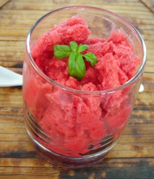 Strawberry-basil granita