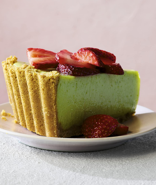 Strawberry basil Key lime pie