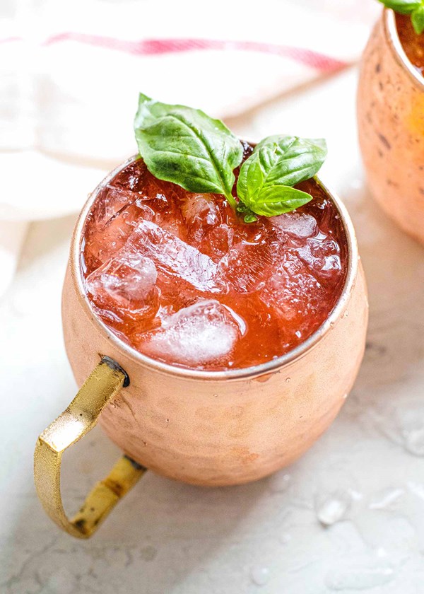 Strawberry-basil Moscow mule