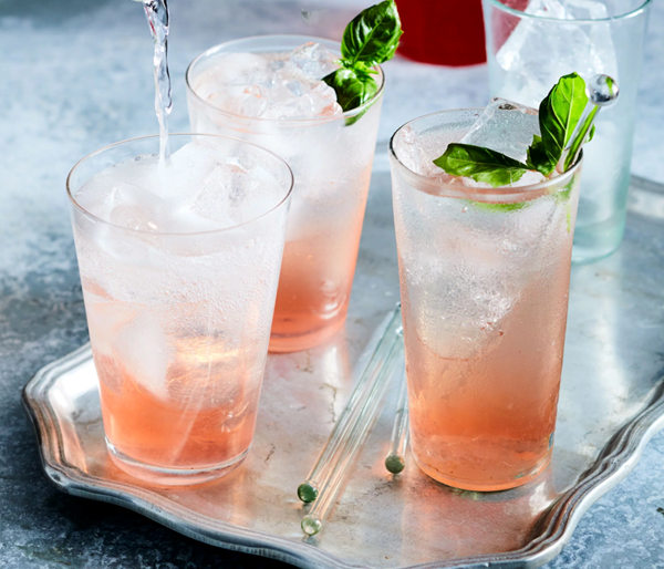Strawberry-basil shrub cocktail