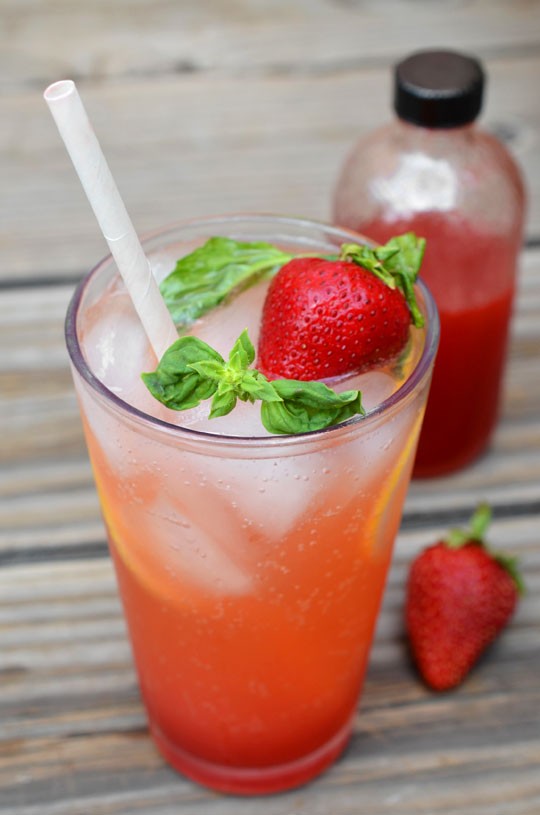Strawberry basil soda