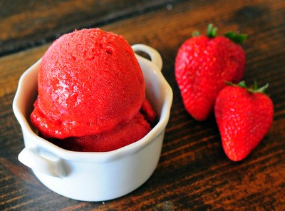 Strawberry basil sorbet
