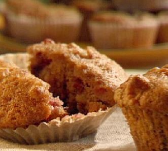 Strawberry-blueberry-banana-nut muffins with cinnamon-raisin butter