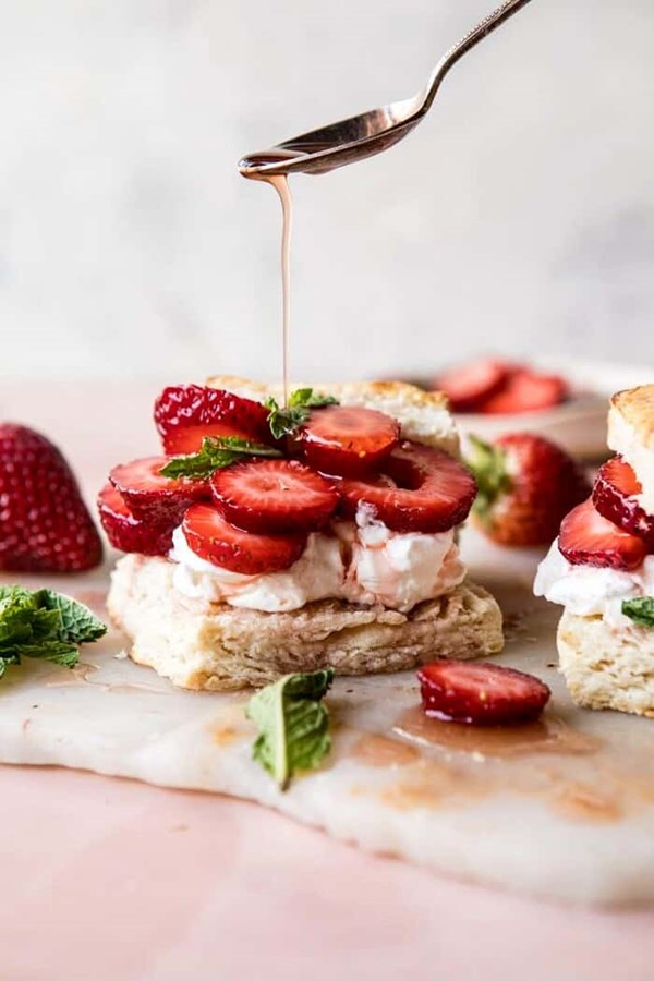 Strawberry bourbon shortcakes