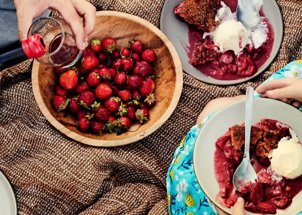 Strawberry-buttermilk cobbler