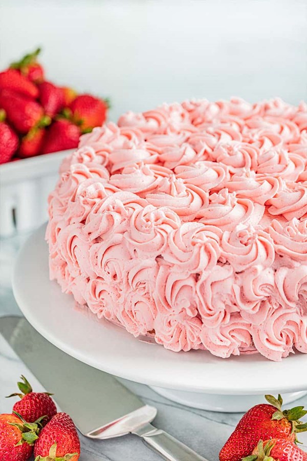 Strawberry cake with strawberry Chantilly cream