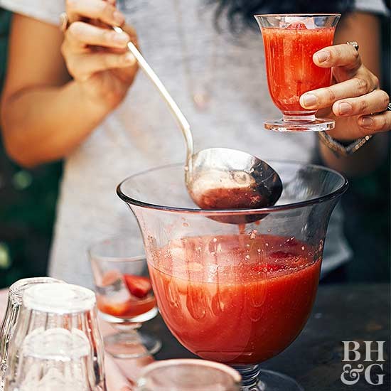 Strawberry-chamomile bourbon punch