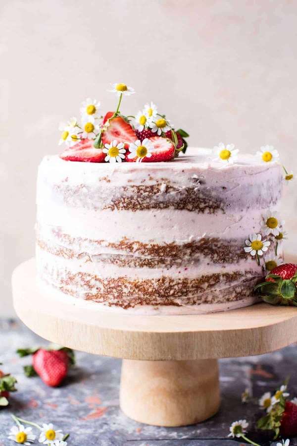 Strawberry coconut carrot cake with mascarpone buttercream