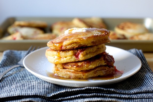 Strawberry cornmeal griddle cakes