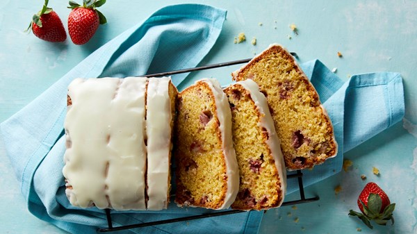 Strawberry cornmeal loaf cake
