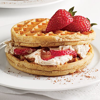 Strawberry cream cheese waffle sandwiches