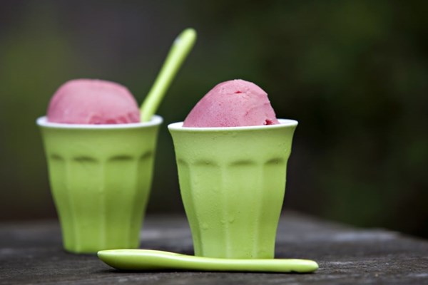 Strawberry creme fraiche sherbet