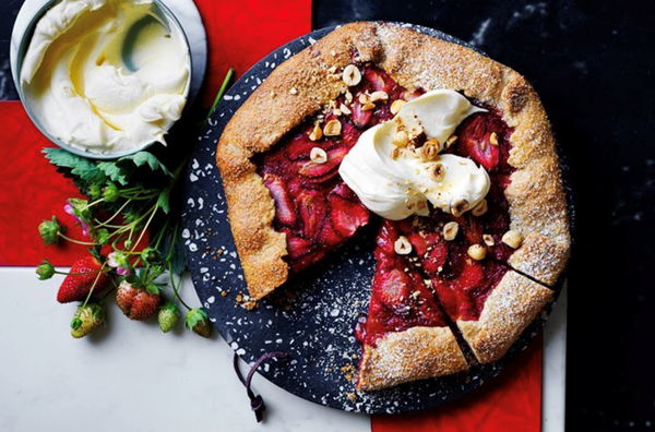 Strawberry crostata with Frangelico mascarpone