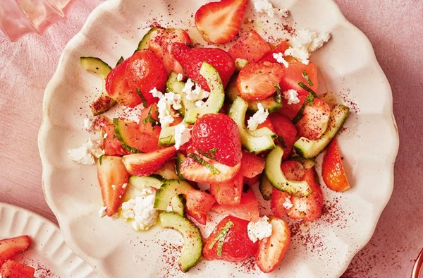 Strawberry, cucumber & watermelon salad with sumac