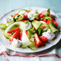 Strawberry, cucumber and goats' cheese salad