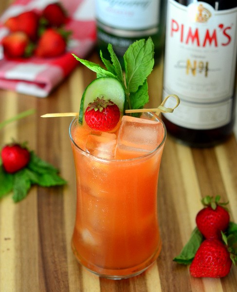 Strawberry cucumber Pimm’s cup