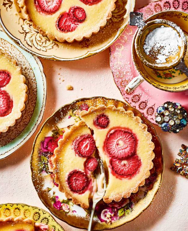 Strawberry custard tarts