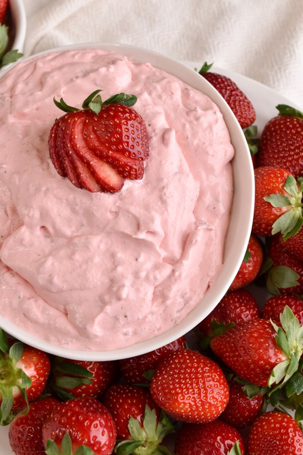 Strawberry fluff cream cheese fruit dip