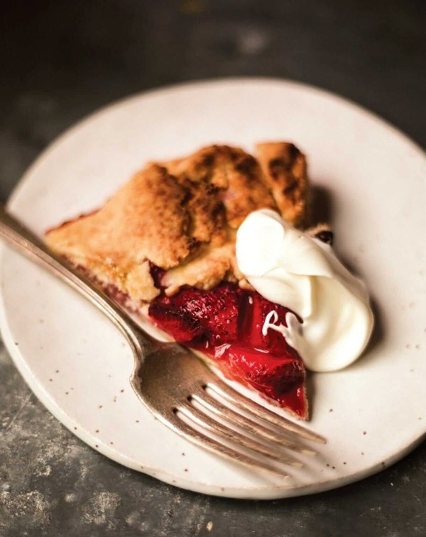 Strawberry galette with crème fraîche