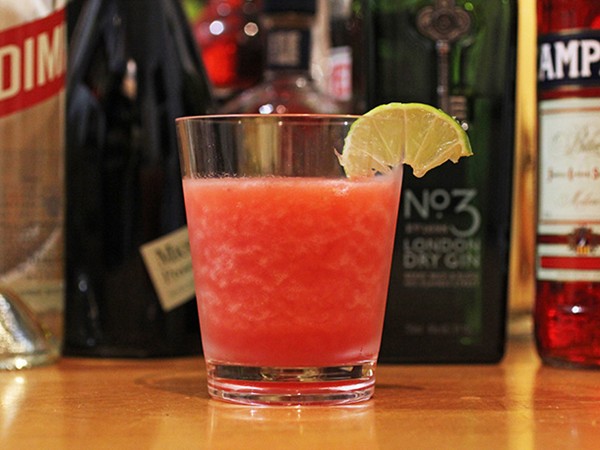 Strawberry, gin, campari and lime slushito