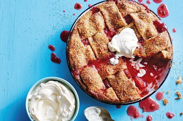 Strawberry, ginger and honey pie with golden spelt crust