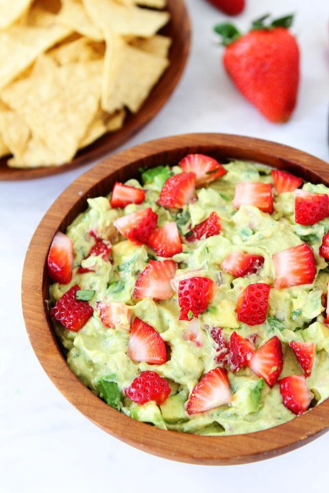Strawberry goat cheese guacamole