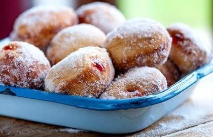Strawberry jam doughnuts