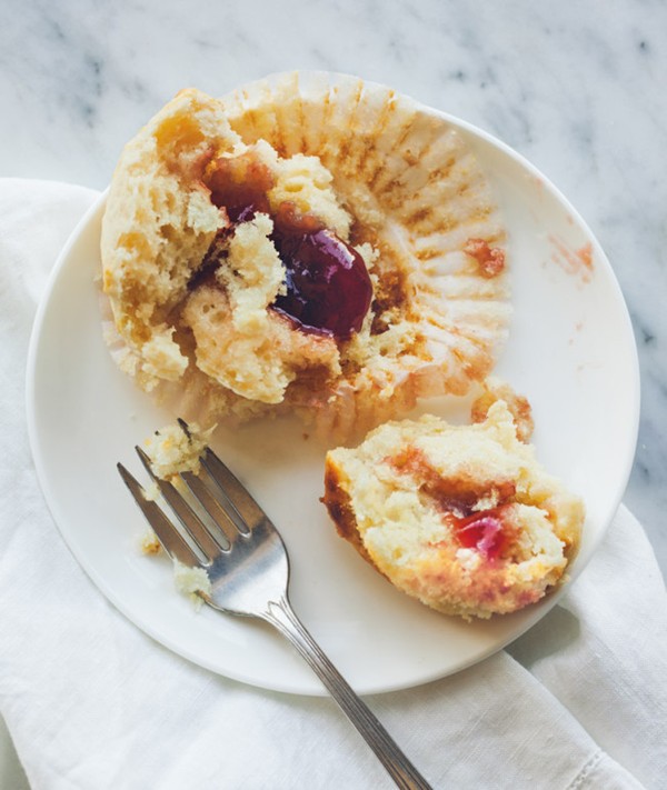 Strawberry jam muffins