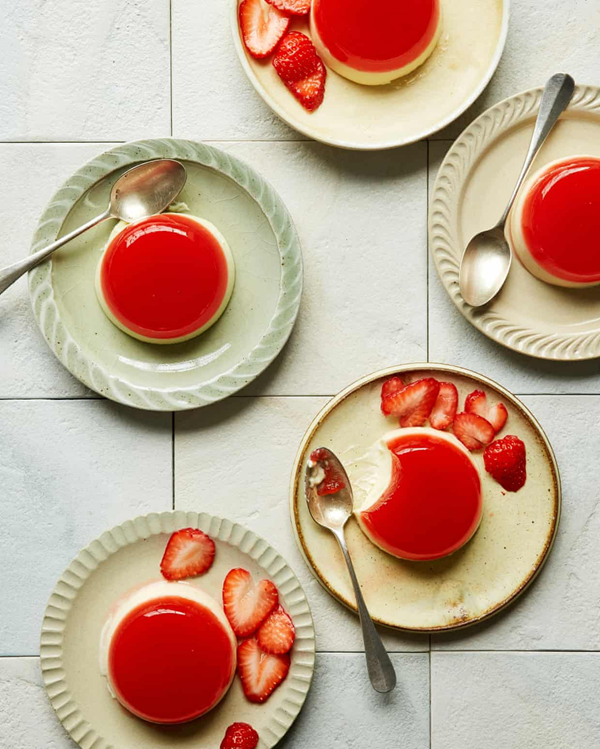 Strawberry jelly panna cotta