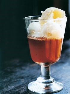 Strawberry jelly with fromage frais sorbet