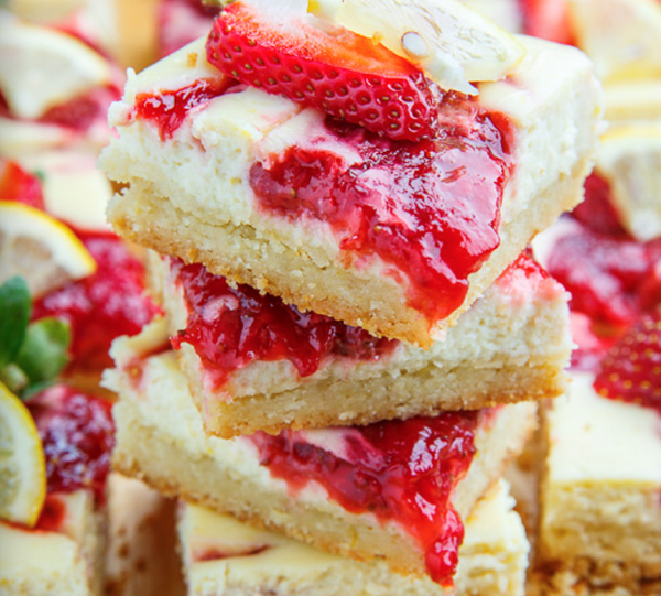Strawberry lemon cheesecake bars