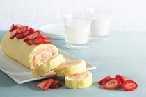 Strawberry lemon jelly roll [strawberry mascarpone buttercream]