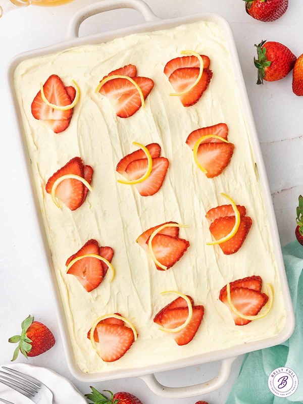 Strawberry lemonade poke cake