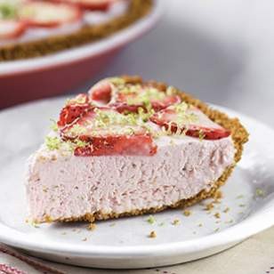 Strawberry-lime lice cream pie