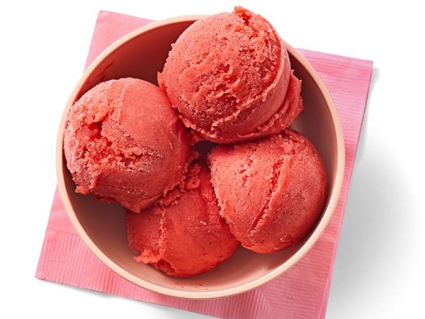 Strawberry-lychee sorbet