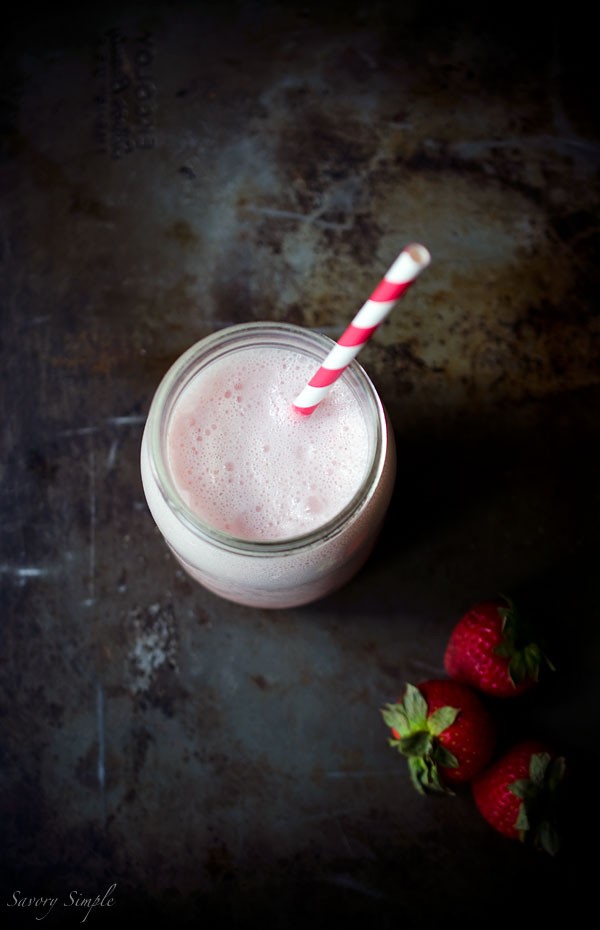 Strawberry macadamia nut milk