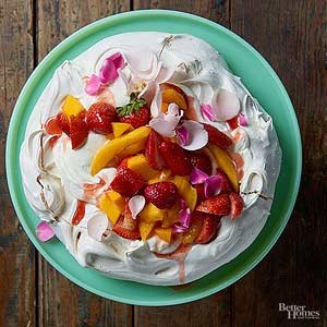 Strawberry, mango & rose Pavlova